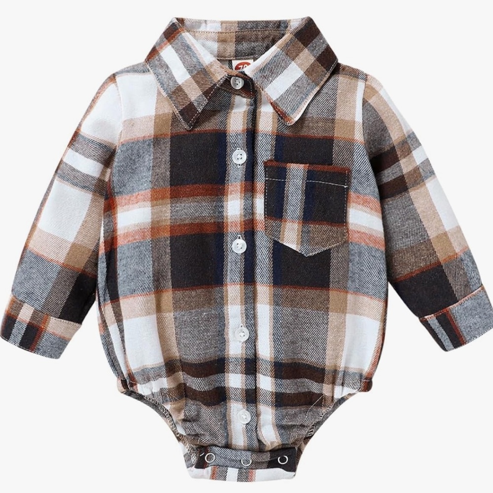 Baby Plaid flannel button down bodysuit
